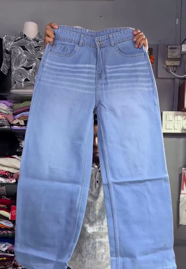 Light Blue Wide Leg High Waist Denim Jeans for Women – Trendy Baggy Straight Fit Casual Jeans