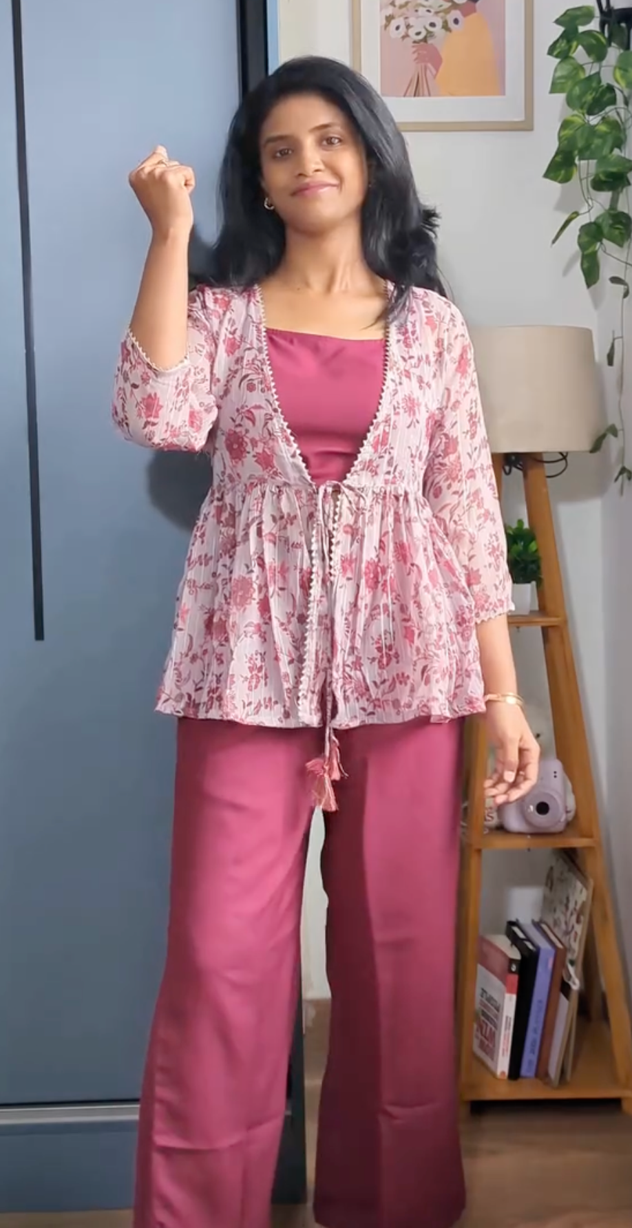 Women's Floral Printed 3-Piece Co-Ord Set – Stylish Shrug, Inner Top & Palazzo Set