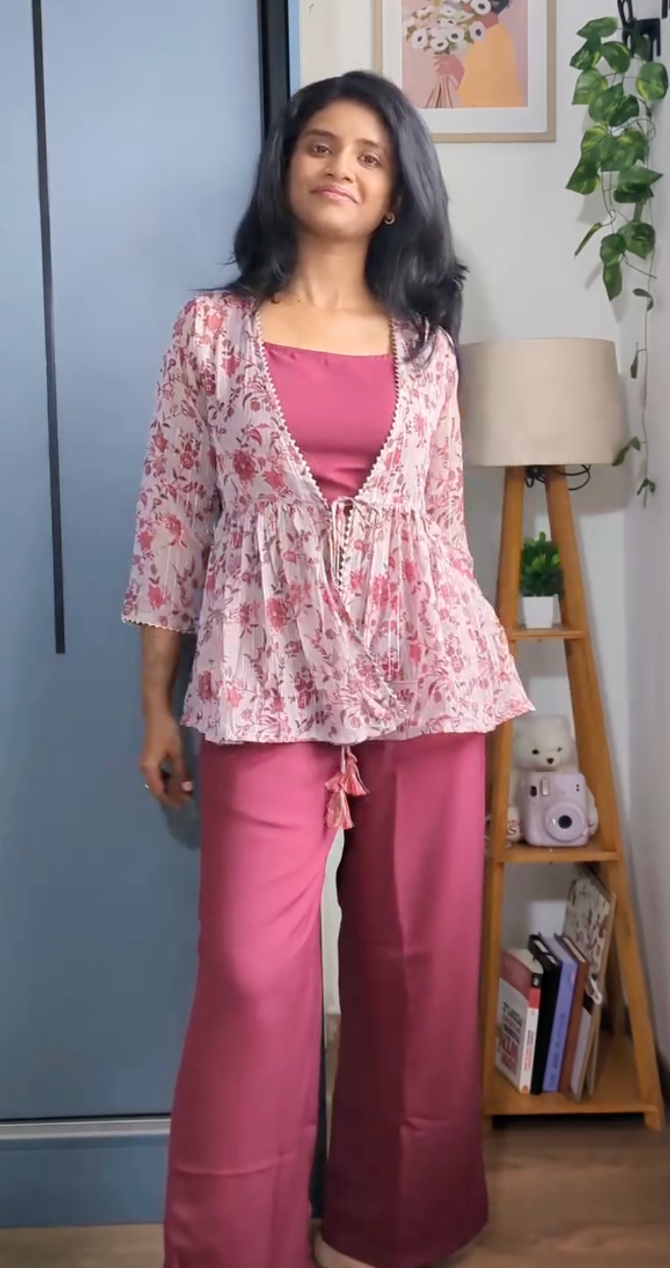 Women's Floral Printed 3-Piece Co-Ord Set – Stylish Shrug, Inner Top & Palazzo Set