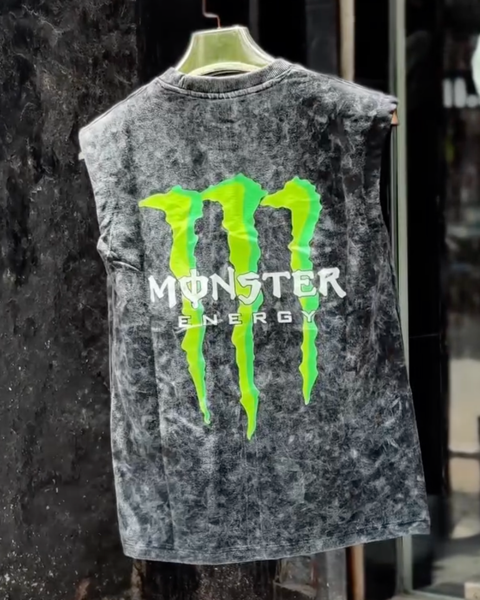 Men's Acid Wash Sleeveless Muscle Fit T-Shirt – Trendy Graphic Printed Casual Gym Wear