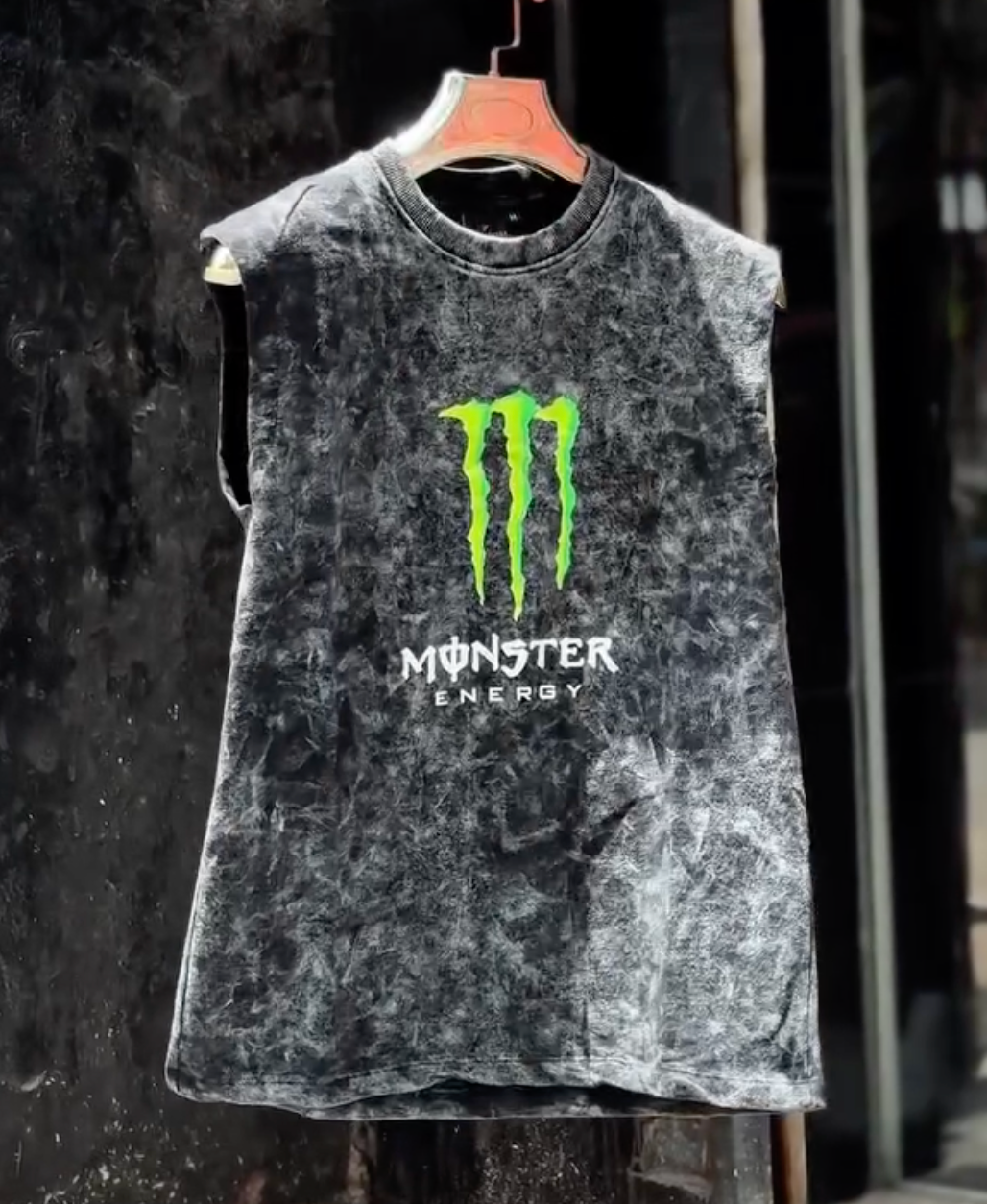 Men's Acid Wash Sleeveless Muscle Fit T-Shirt – Trendy Graphic Printed Casual Gym Wear
