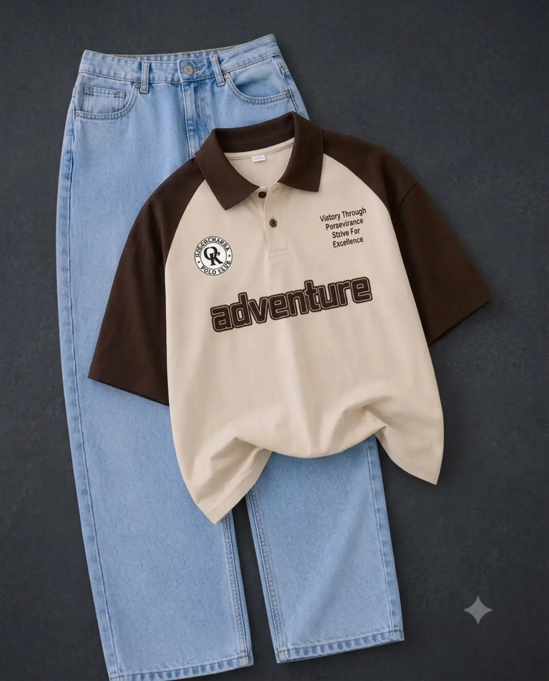 Trendy  Polo Shirt with Light Blue Jeans Casual Outfit