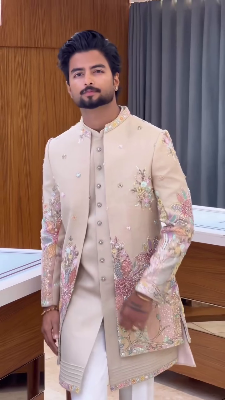 Elegant Pastel Embroidered Sherwanis Crafted for Timeless Wedding & Festive Celebrations