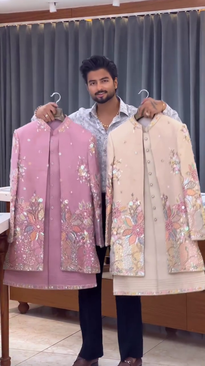 Elegant Pastel Embroidered Sherwanis Crafted for Timeless Wedding & Festive Celebrations