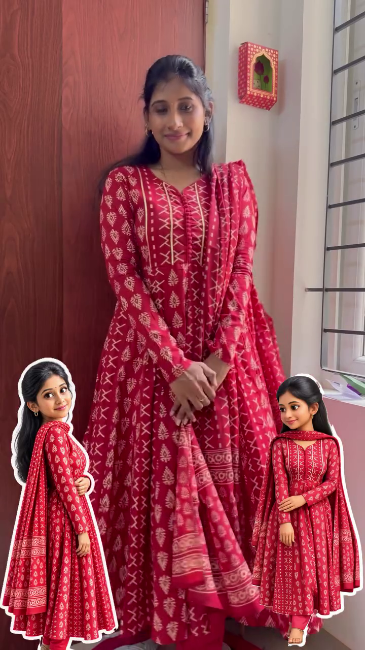 Elegant Wine Red Printed Anarkali Suit with Traditional Motifs & Graceful Dupatta for Festive Celebrations