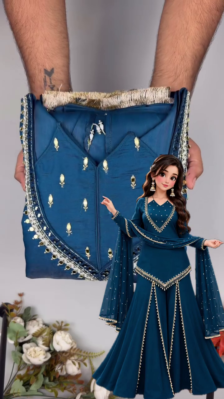 Elegant Blue Embroidered Kurta – Traditional Ethnic Wear with Beautiful Designer Detailing