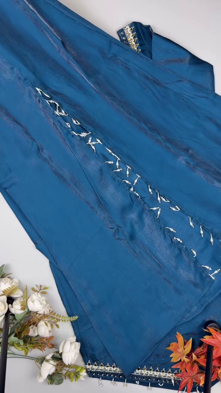 Elegant Blue Embroidered Kurta – Traditional Ethnic Wear with Beautiful Designer Detailing