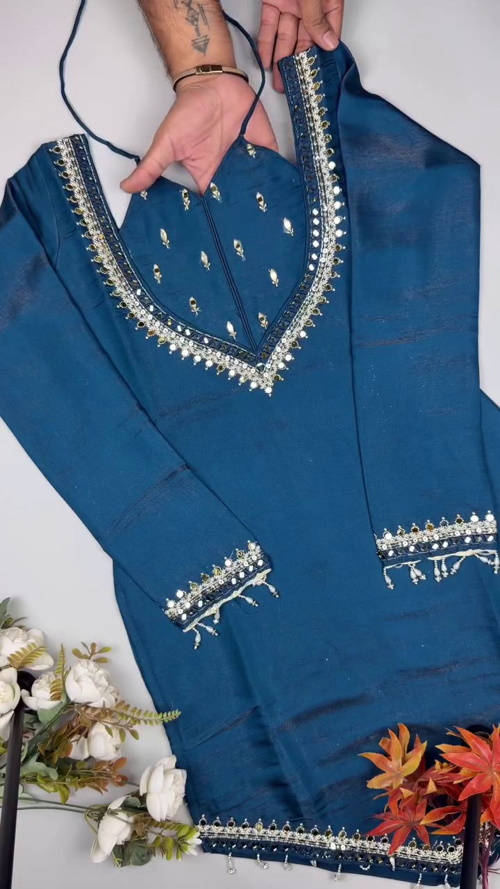 Elegant Blue Embroidered Kurta – Traditional Ethnic Wear with Beautiful Designer Detailing