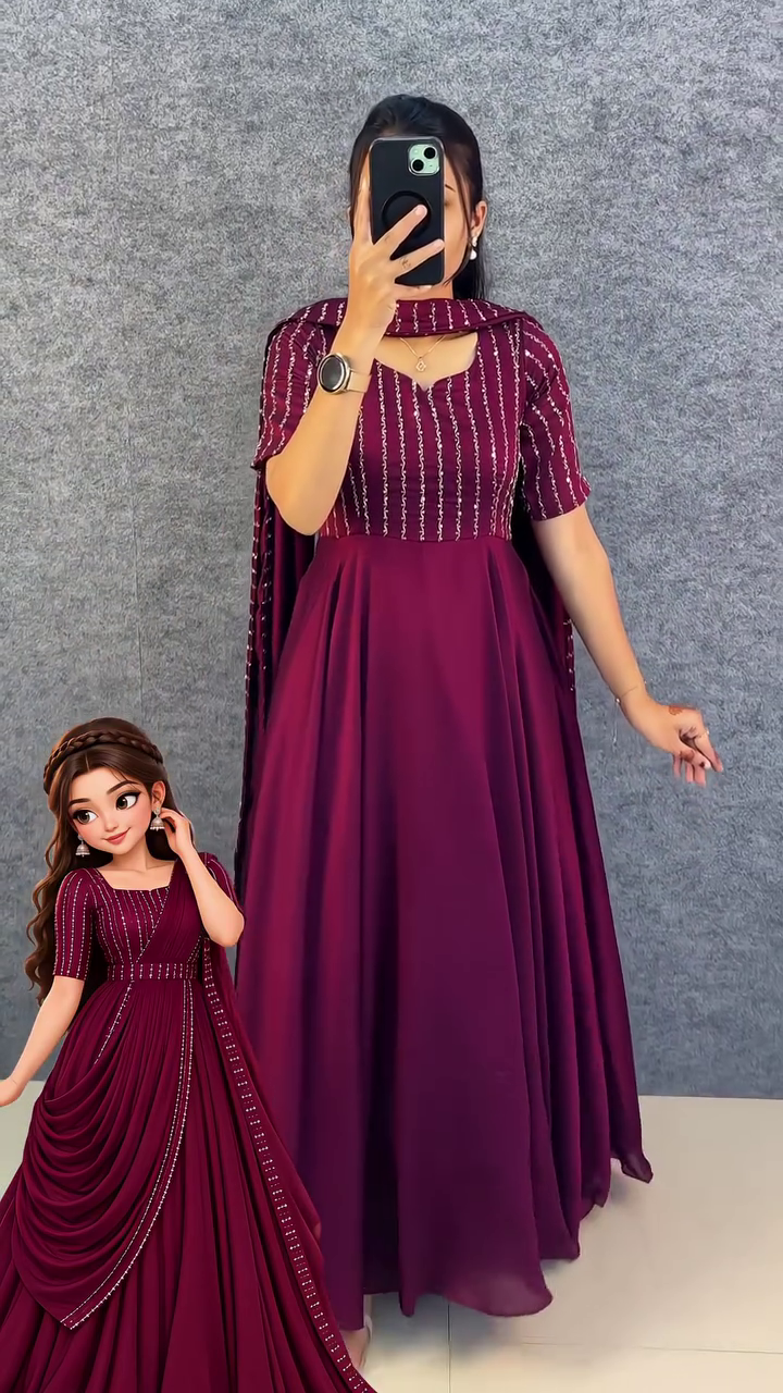 Elegant Anarkali Suit with Matching Dupatta – Graceful Festive Ethnic Wear for Women