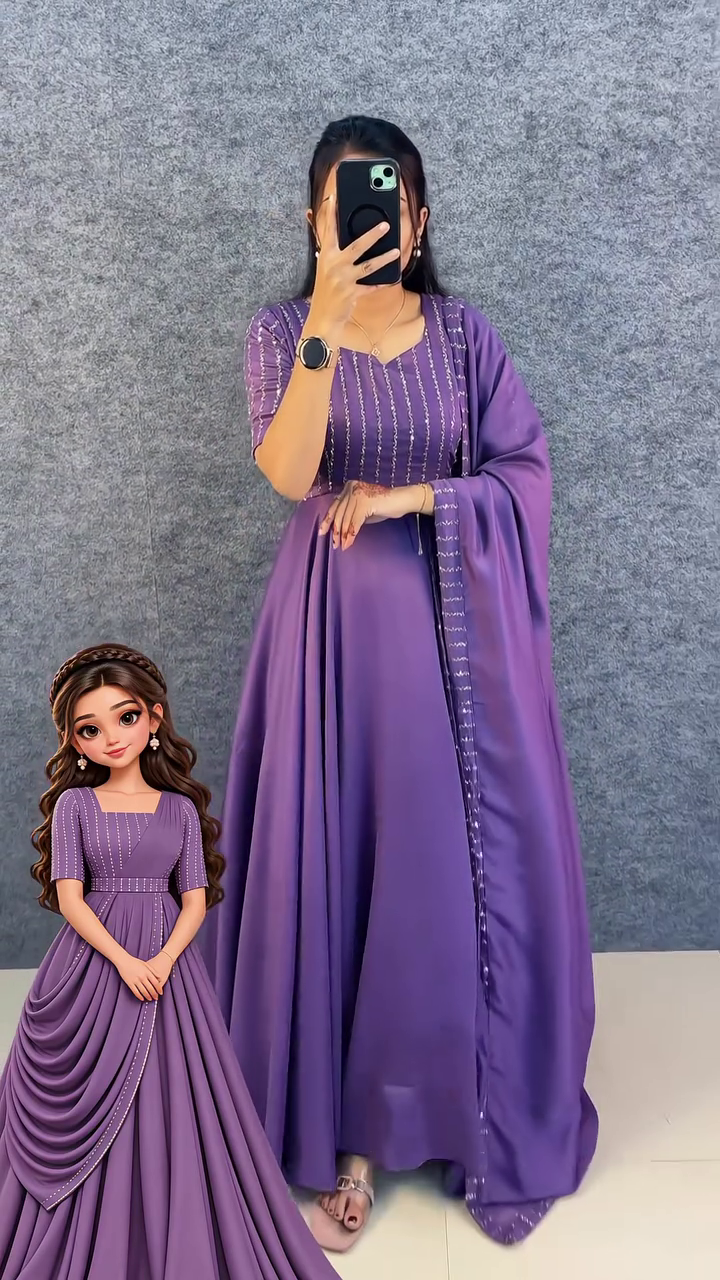 Elegant Anarkali Suit with Matching Dupatta – Graceful Festive Ethnic Wear for Women