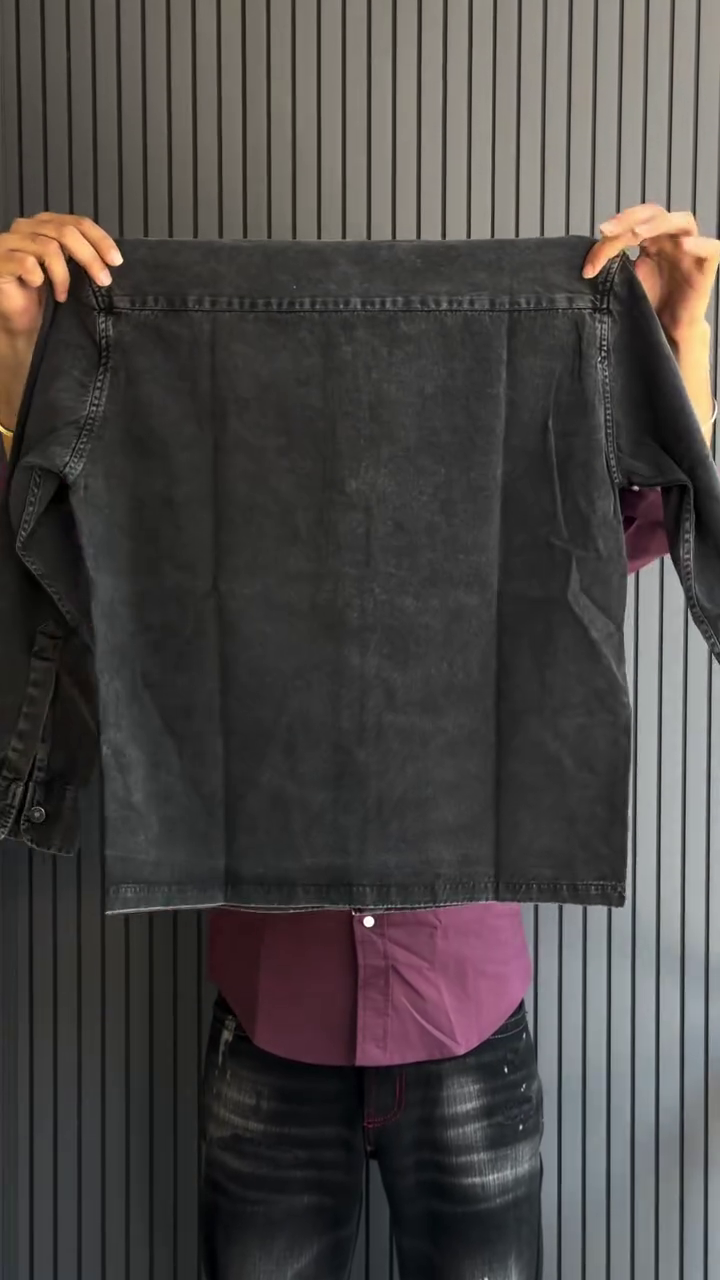 Vintage Black Denim Shirt – Premium Streetwear Style for Men